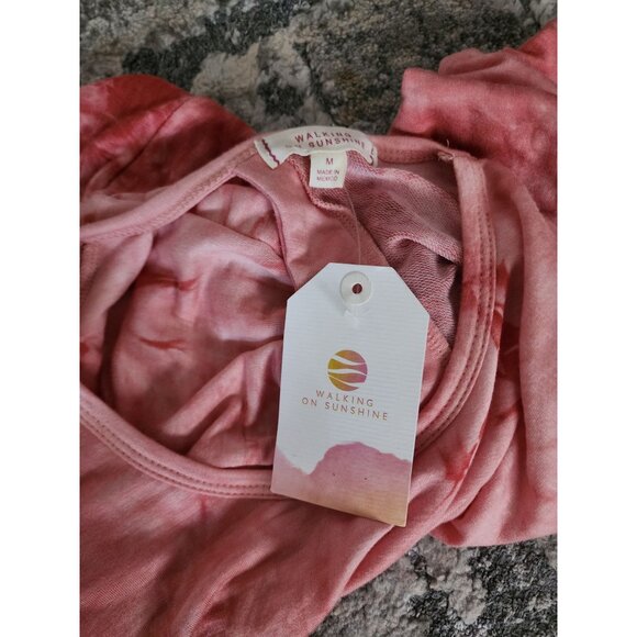 Walking On Sunshine Pink Tie-Dye Twisted Back Pullover Long Sleeve Sweater Sz M - Picture 5 of 8